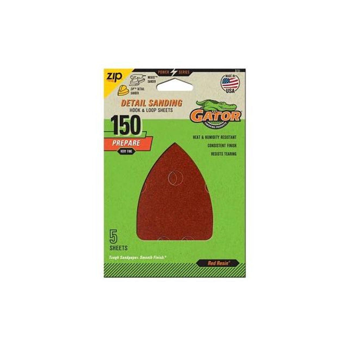 Gator 3-1/2 In. x 5 In. 150 Grit Aluminum Oxide Detail Sanding Sheets (5-Pack)
