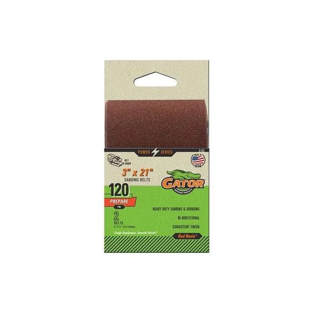 Gator 3 In. x 21 In. 120-Grit Aluminum Oxide Sanding Belts (2-Pack)