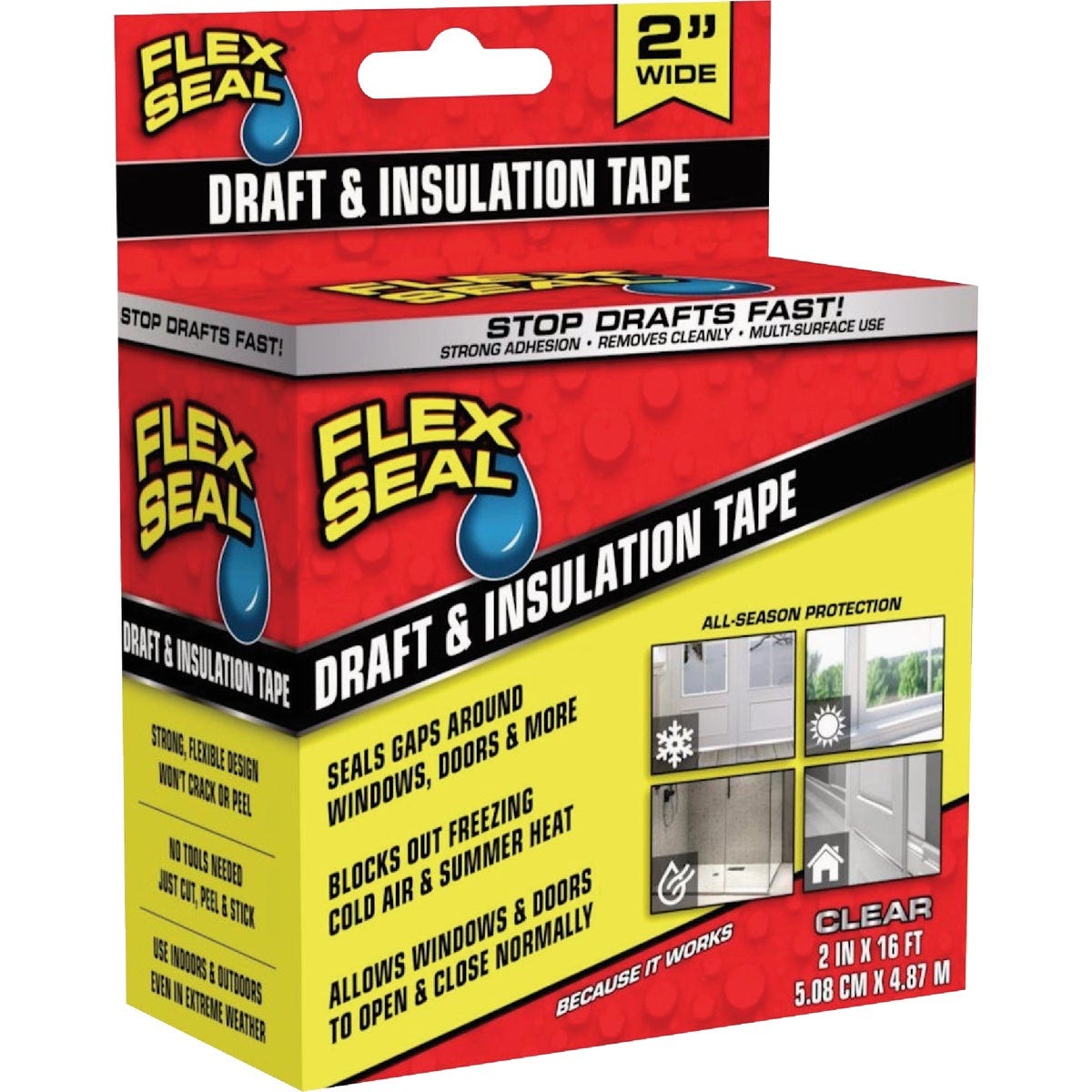 Flex Seal 2 In. x 16 Ft. Clear Draft and Insulation Seal Tape Flex Seal 2 In. x 16 Ft. Clear Draft and Insulation Seal Tape