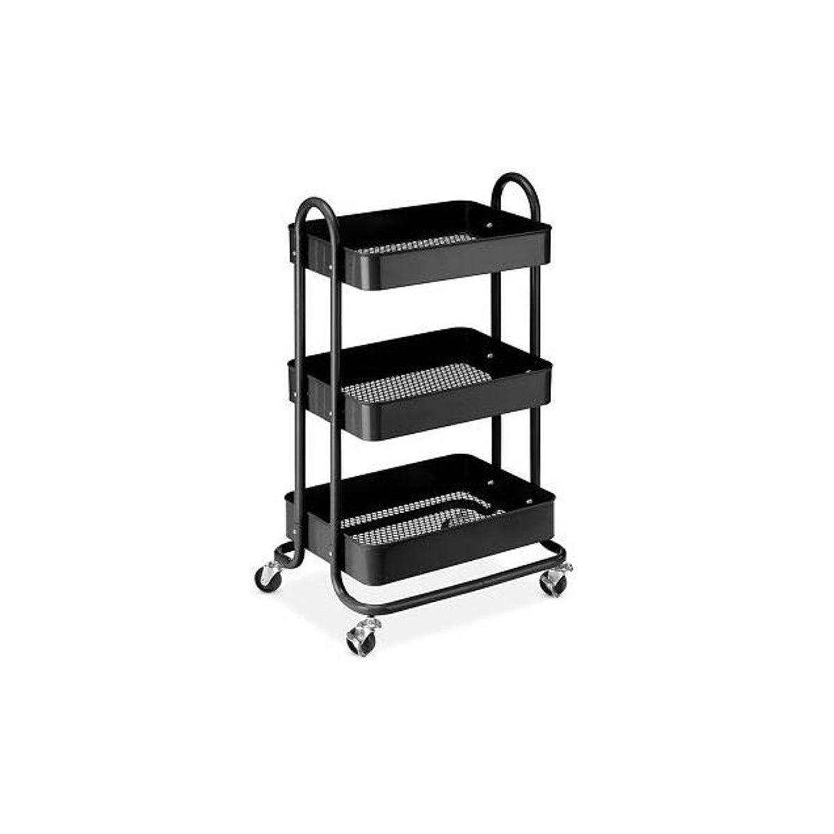 Whitmor 13.35 In. x 17 In. x 31 In. Black 3-Tier Metal Shelf Utility Cart