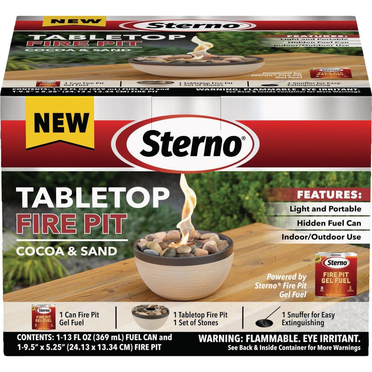 Sterno Medium Cocoa & Sand with Dark Brown Lid Tabletop Fire Pit Sterno Medium Cocoa & Sand with Dark Brown Lid Tabletop Fire Pit
