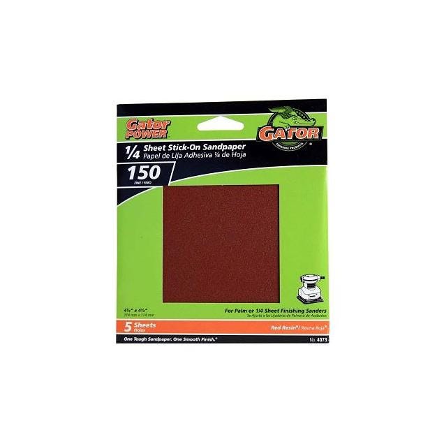 Gator 5-Pack 4-1/2 In. x 4-1/2 In. 150 Grit Aluminum Oxide Sanding Sheets