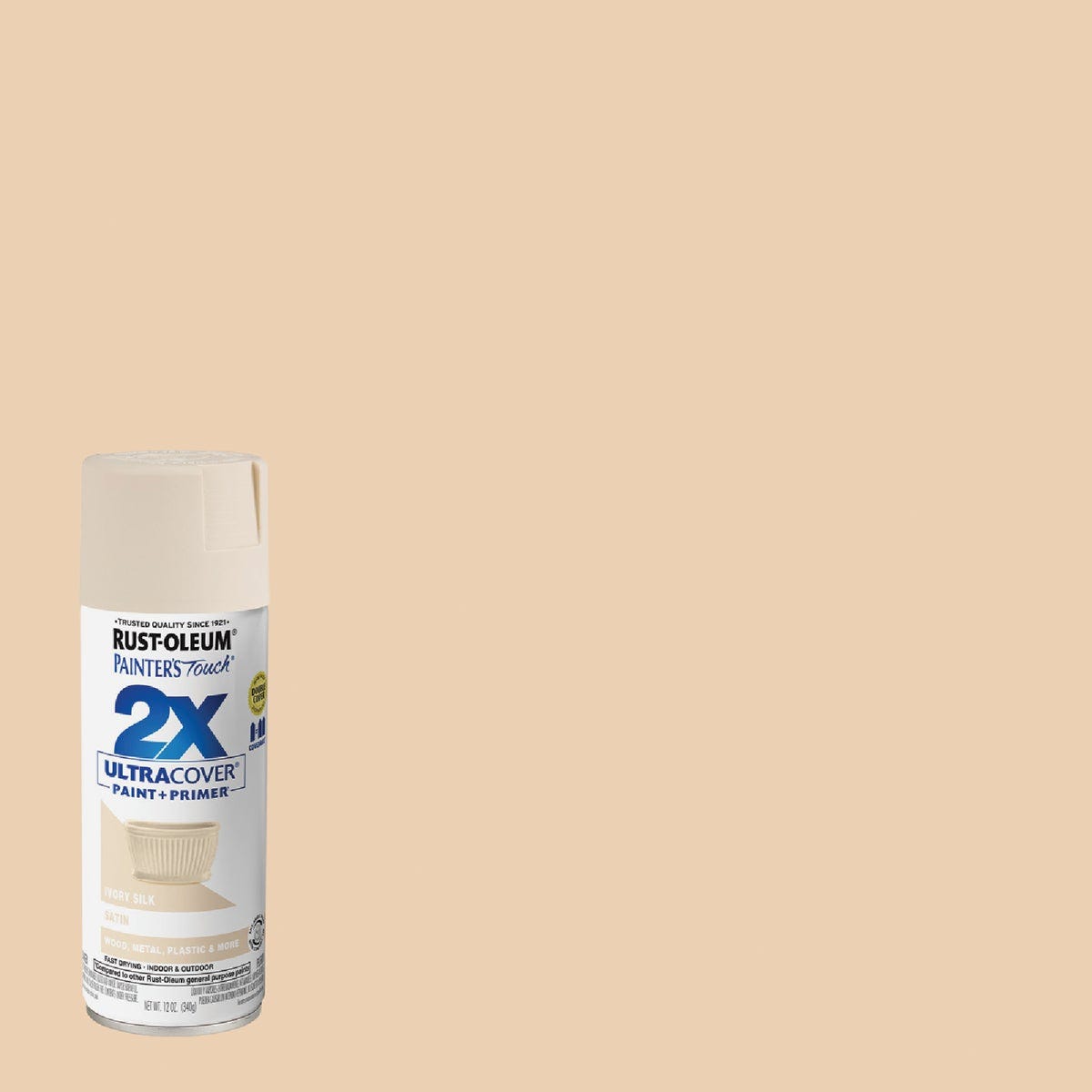 Rust-Oleum Painter's Touch 2X Ultra Cover 12 Oz. Satin Paint + Primer Spray Paint, Ivory Silk Rust-Oleum Painter's Touch 2X Ultra Cover 12 Oz. Satin Paint + Primer Spray Paint, Ivory Silk