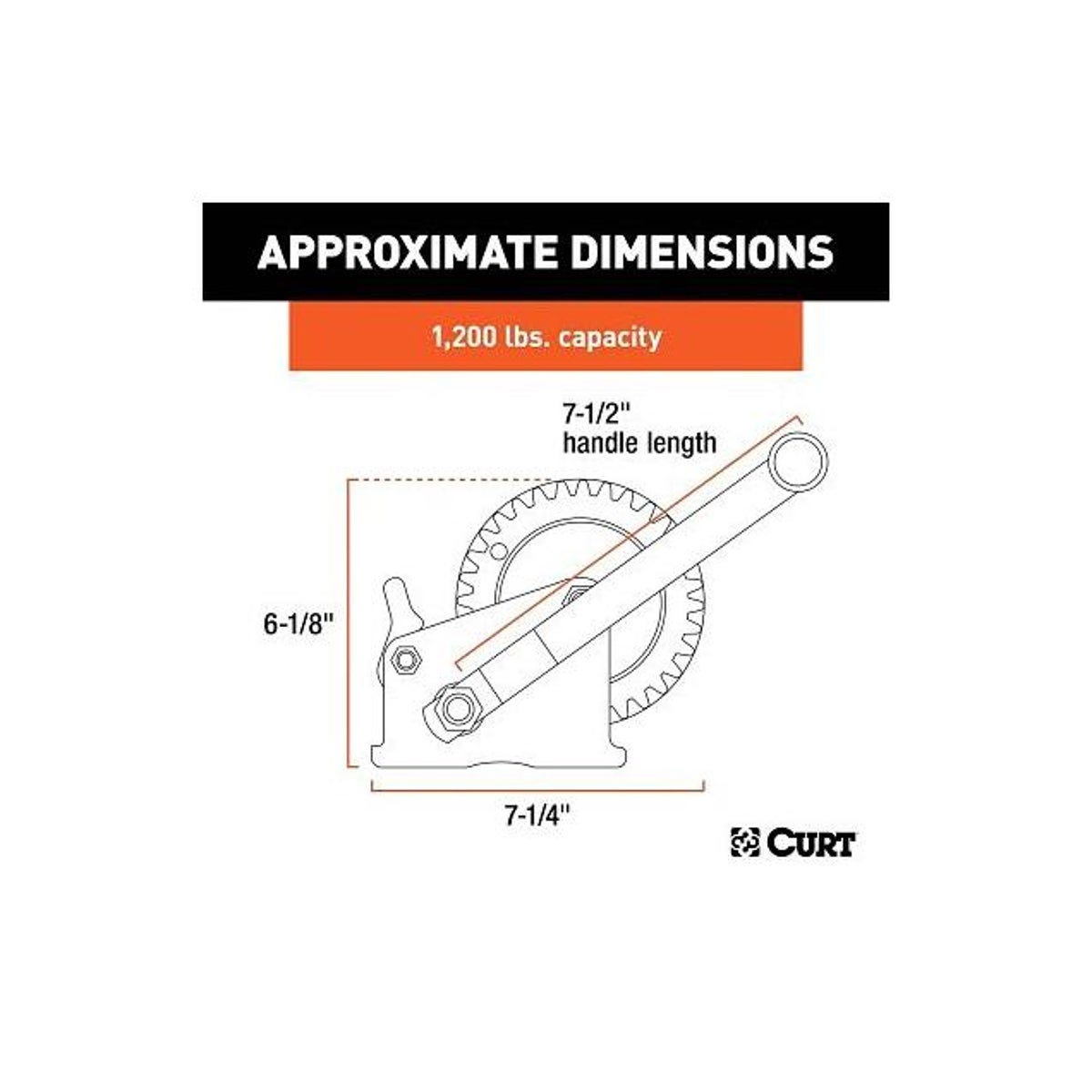 Curt 7-1/2 In. Handle1200 Lb. Hand-Crank Winch - photo 3