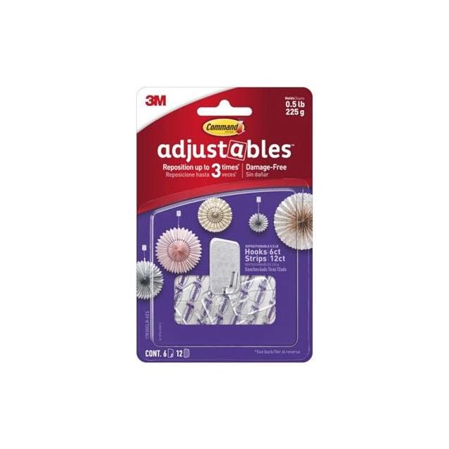 3M Command Adjustables Clear Hooks & Strips 3M Command Adjustables Clear Hooks & Strips