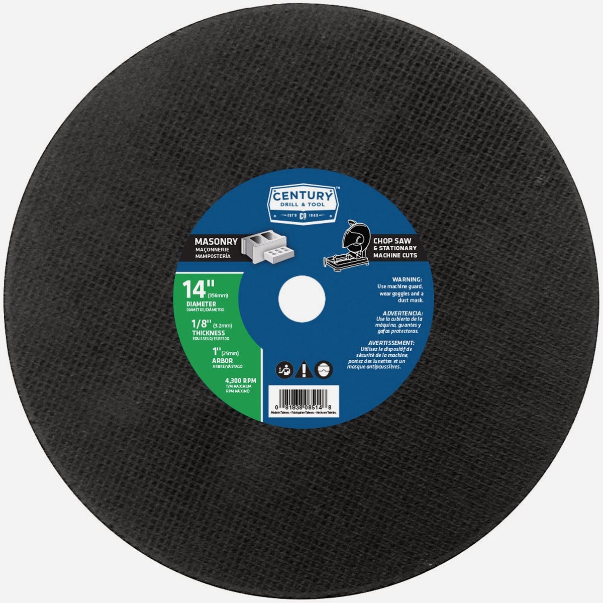 Century Drill & Tool 14 In. x 1/8 In. Abrasive Masonry Cut-Off Wheel Century Drill & Tool 14 In. x 1/8 In. Abrasive Masonry Cut-Off Wheel