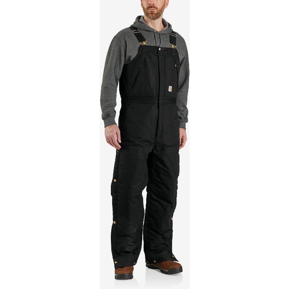 Carhartt Men's 2XL Regular Black Firm Duck Insualted Biberalls, Loose Fit - photo 3