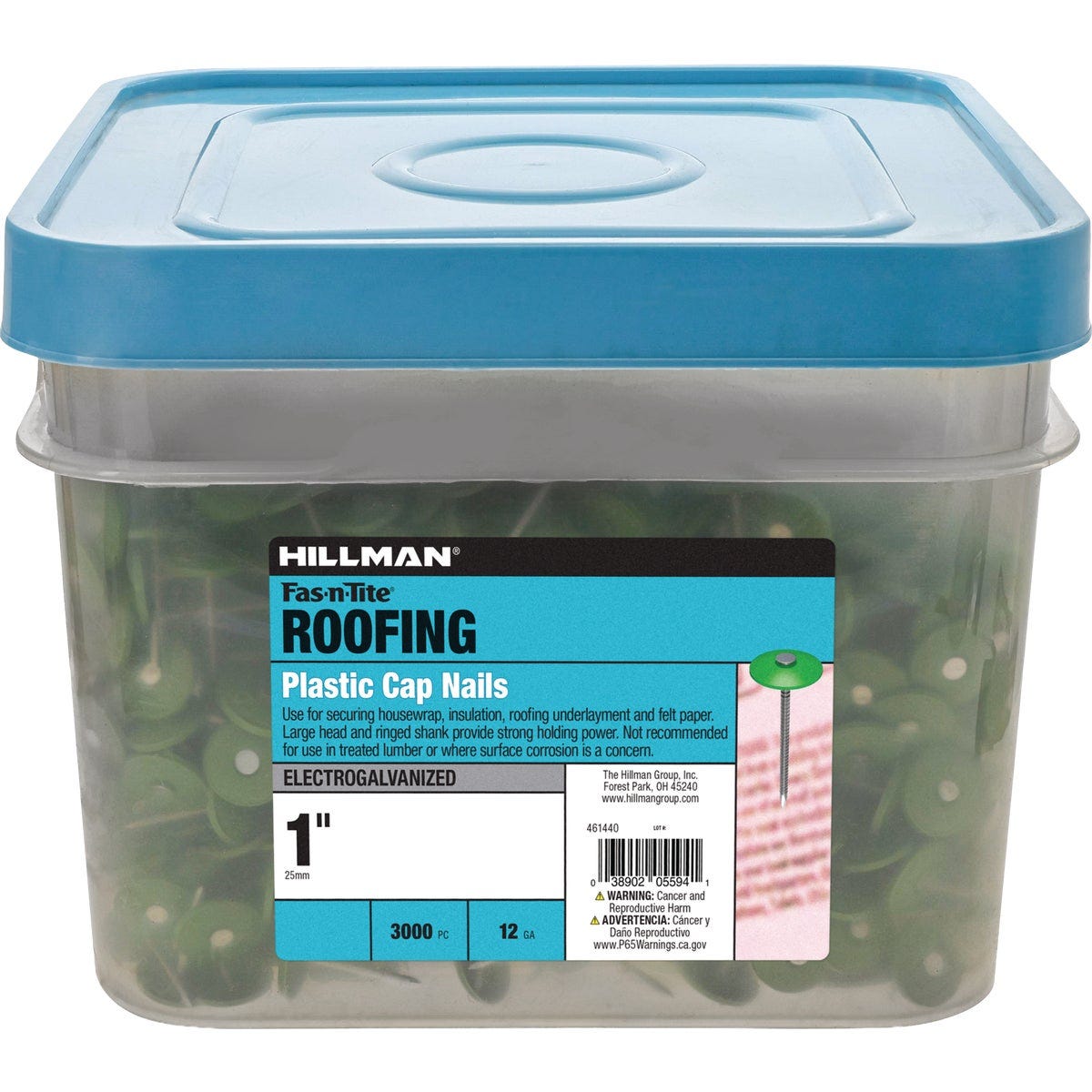 Hillman Fas-n-Tite 1 In. Electrogalvanized Plastic Cap Roofing Nails (3000-Count) Hillman Fas-n-Tite 1 In. Electrogalvanized Plastic Cap Roofing Nails (3000-Count)