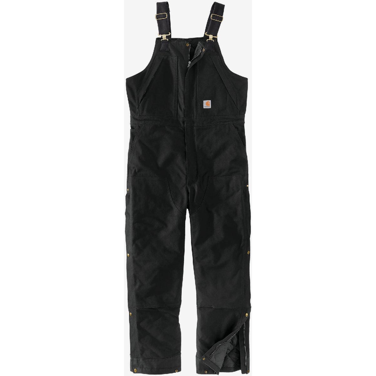 Carhartt Men's 2XL Regular Black Firm Duck Insualted Biberalls, Loose Fit