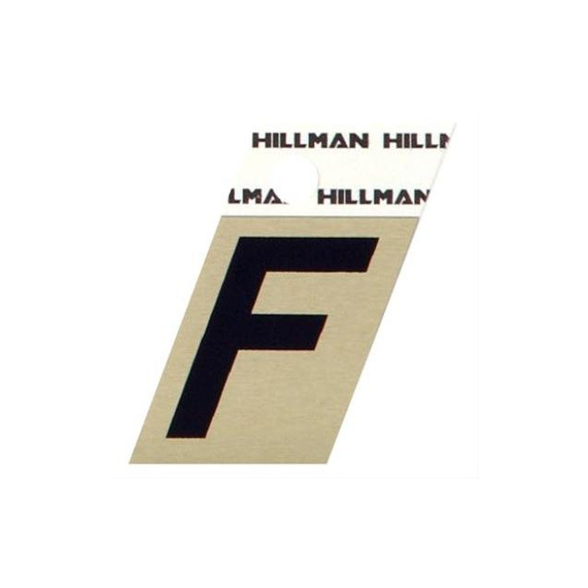 Hillman 1-1/2 In. Aluminum Black & Gold Reflective Adhesive Angle-Cut Letter, F Hillman 1-1/2 In. Aluminum Black & Gold Reflective Adhesive Angle-Cut Letter, F