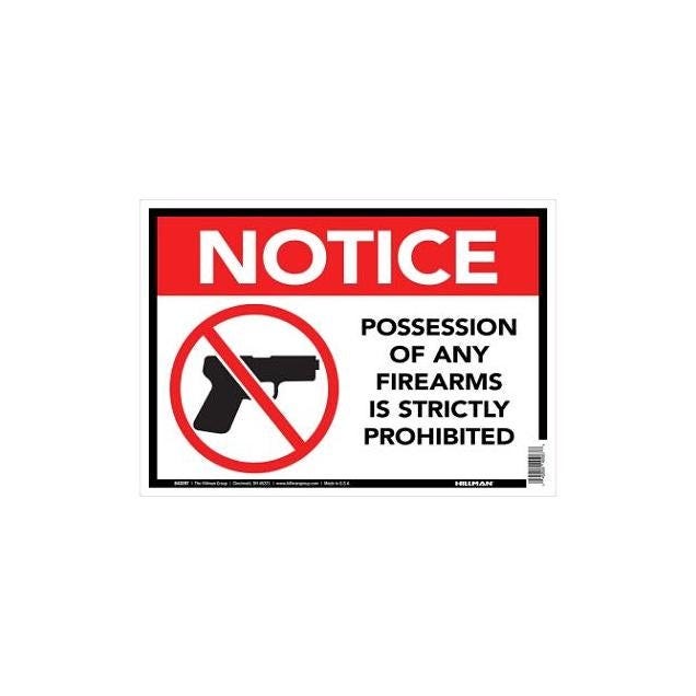 Hillman 10 In. x 14 In. Firearms Prohibited Sign Hillman 10 In. x 14 In. Firearms Prohibited Sign