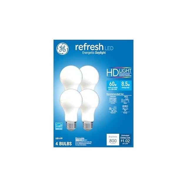 GE 8.5W Daylight A19 Medium Base Refresh HD LED Light Bulb (4-Pack)
