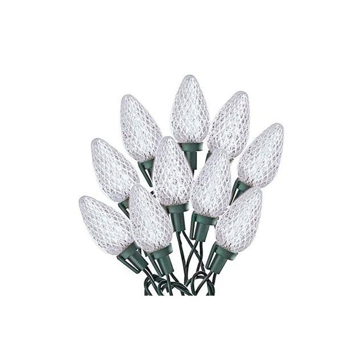 Holiday Wonderland Cool White Faceted 75-Bulb C9 Christmas LED String Light Set