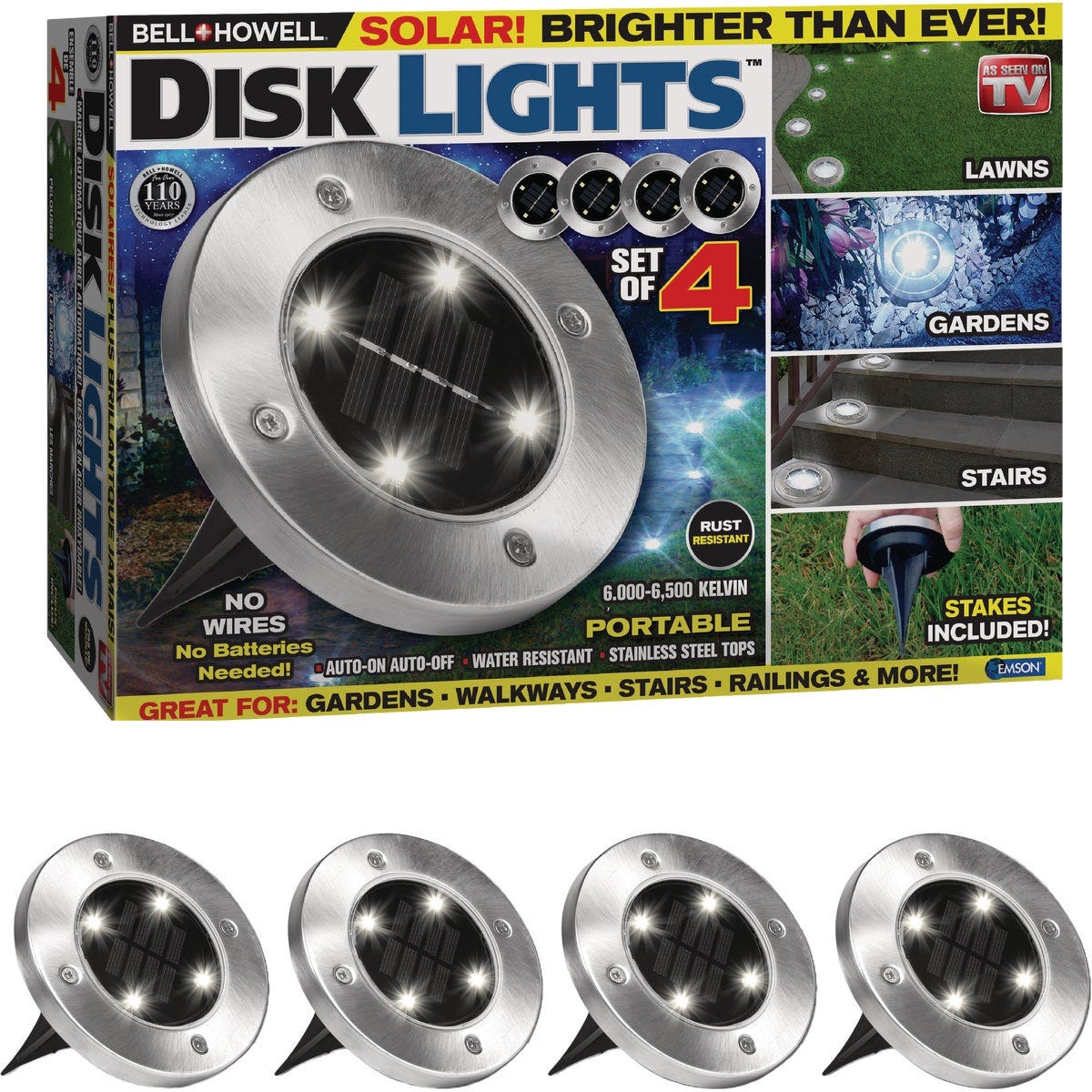 Bell+Howell Outdoor Solar LED Disk Lights (4-Pack) - photo 2