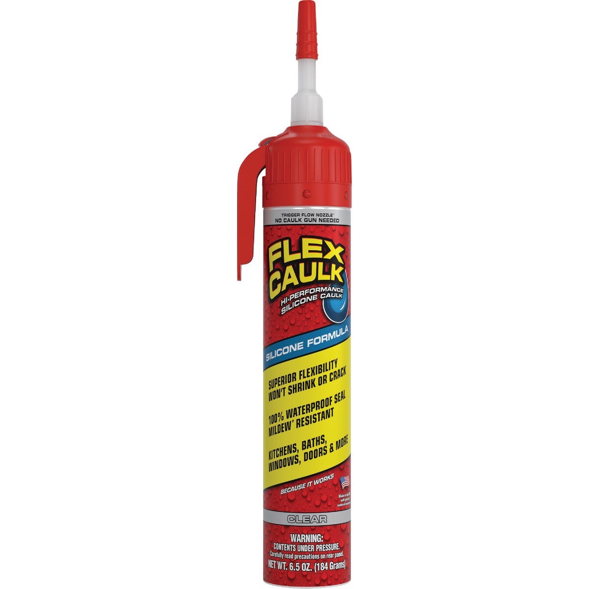 Flex Caulk 6.5 Oz. Clear Silicone Caulk Cartridge With Adjustable Nozzle Flex Caulk 6.5 Oz. Clear Silicone Caulk Cartridge With Adjustable Nozzle
