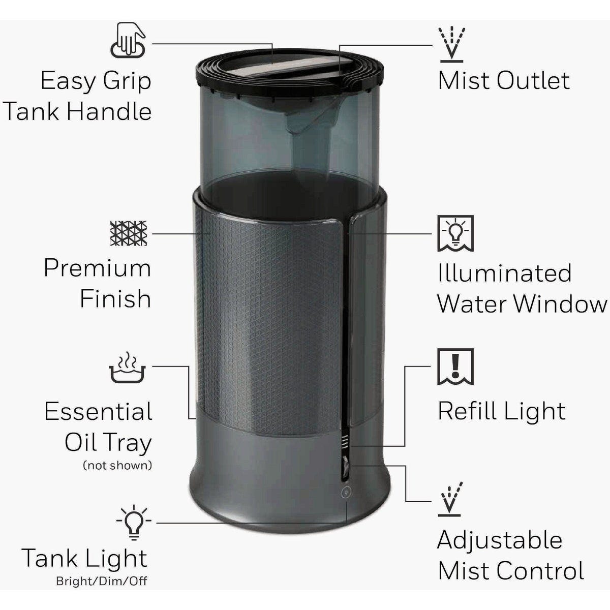 Honeywell 1.25 Gal. Gray Designer Series Cool Mist Humidifier - photo 8 Honeywell 1.25 Gal. Gray Designer Series Cool Mist Humidifier - photo 8