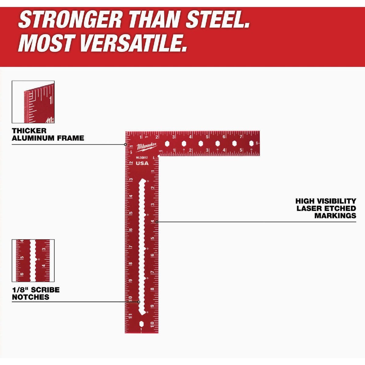 Milwaukee 8 In. x 12 In. Framing Square - photo 3 Milwaukee 8 In. x 12 In. Framing Square - photo 3