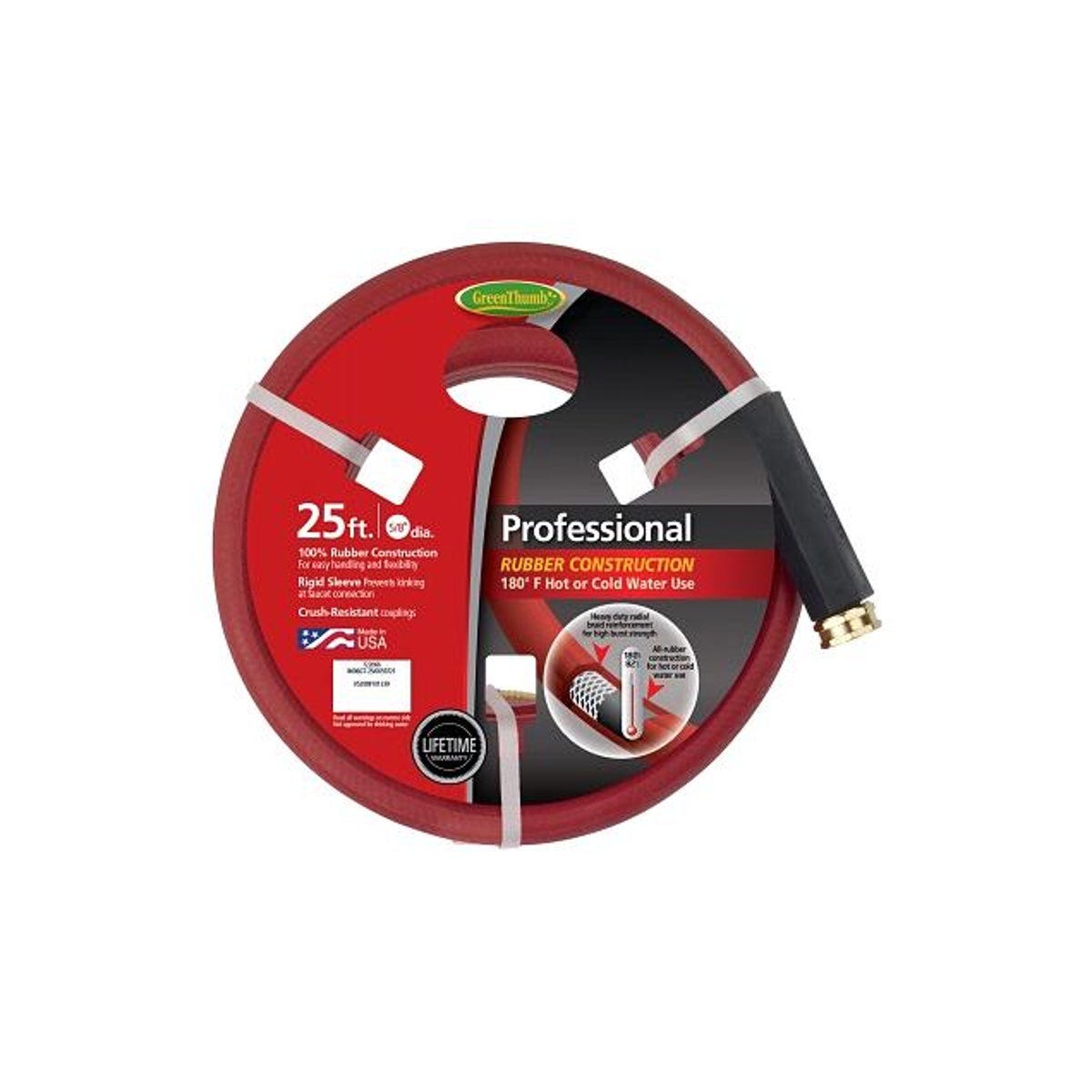 Professional 5/8 In. x 25 Ft. 3-Ply Rubber Hot Water Hose