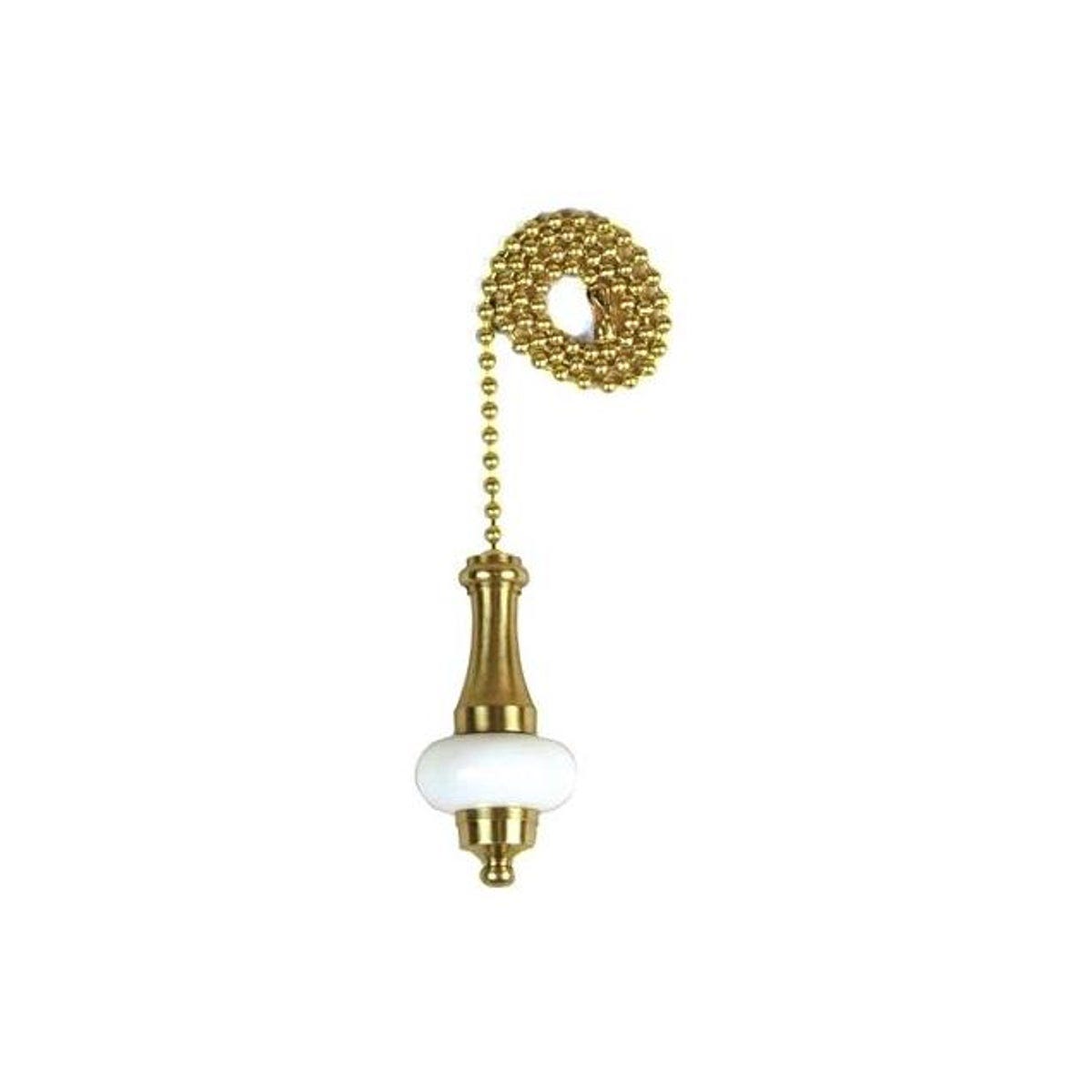 Jandorf 12 In. Brass & White Ceramic Lamp Pull Chain