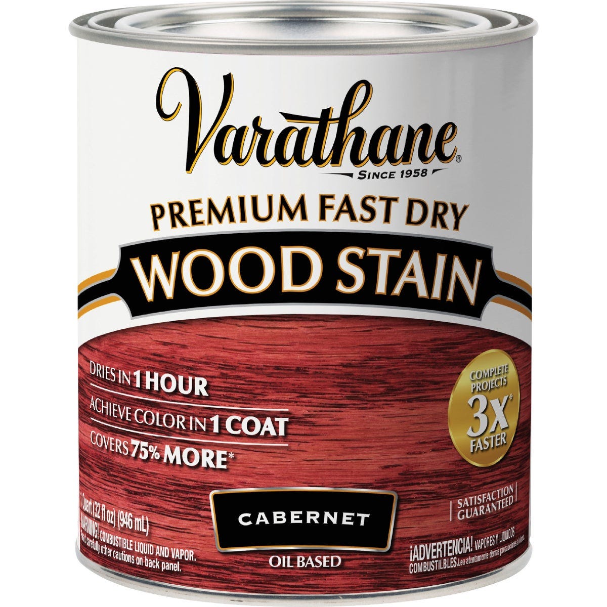 Varathane Fast Dry Cabernet Urethane Modified Alkyd Interior Wood Stain, 1 Qt.