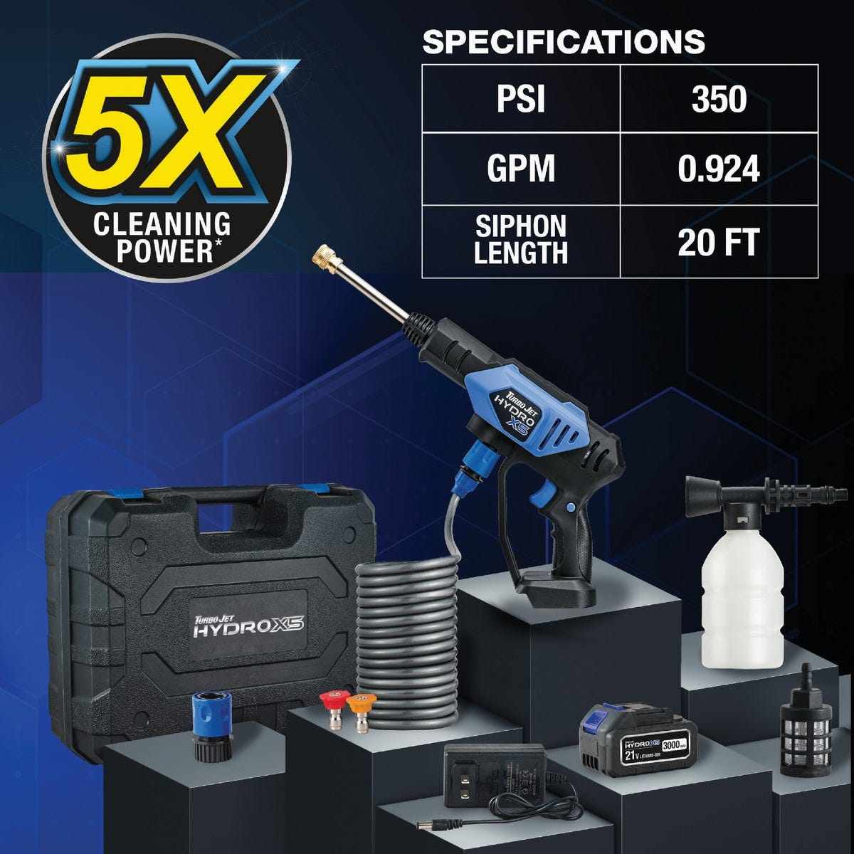 Turbo Jet Hydro X5 350 PSI Cordless Power Cleaner with 21V Battery & Charger - photo 7 Turbo Jet Hydro X5 350 PSI Cordless Power Cleaner with 21V Battery & Charger - photo 7