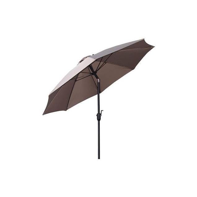 Four Seasons Courtyard 9 Ft. Aluminum Tilt/Crank Taupe Canopy Patio Umbrella Four Seasons Courtyard 9 Ft. Aluminum Tilt/Crank Taupe Canopy Patio Umbrella