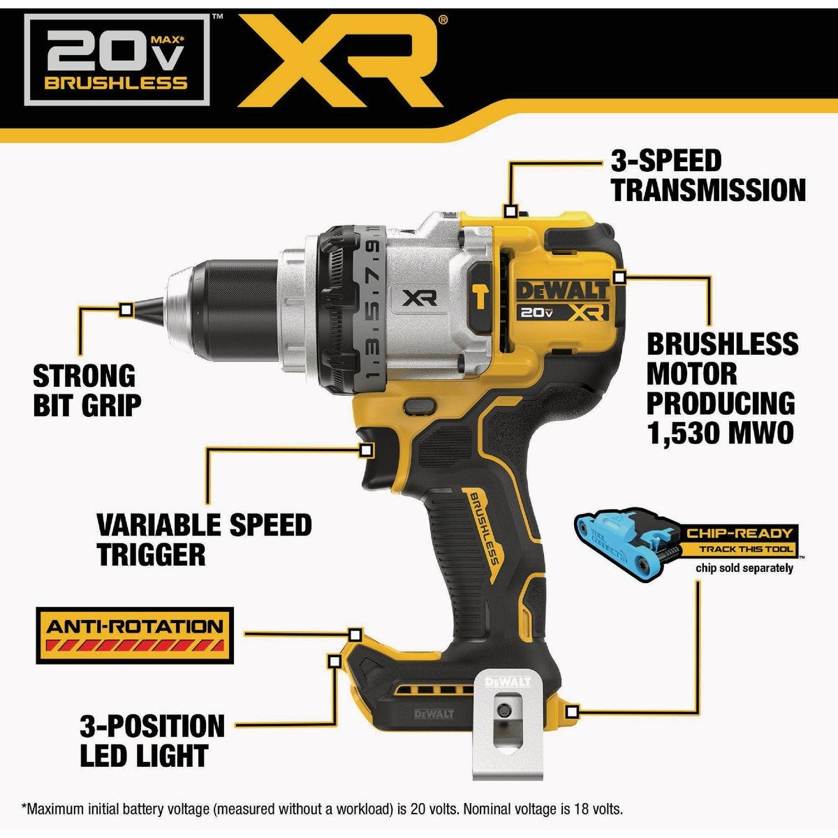 Dewalt 20V MAX XR 2-Tool Brushless Cordless Hammer Drill & Impact Driver Combo Kit with (2) POWERPACK Batteries & Charger - photo 3