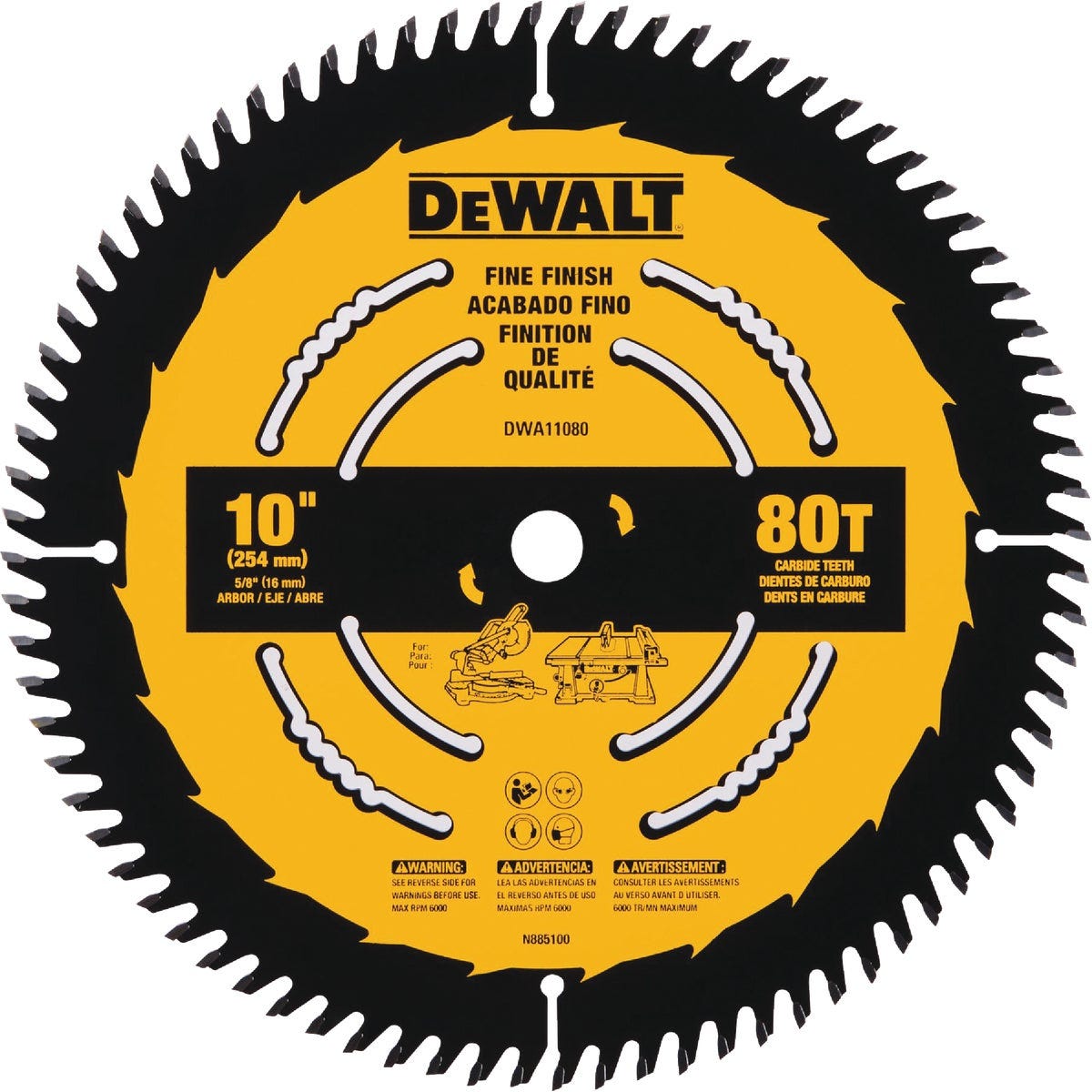 DEWALT 10 In. 80-Tooth Fine Finish Circular Saw Blade DEWALT 10 In. 80-Tooth Fine Finish Circular Saw Blade
