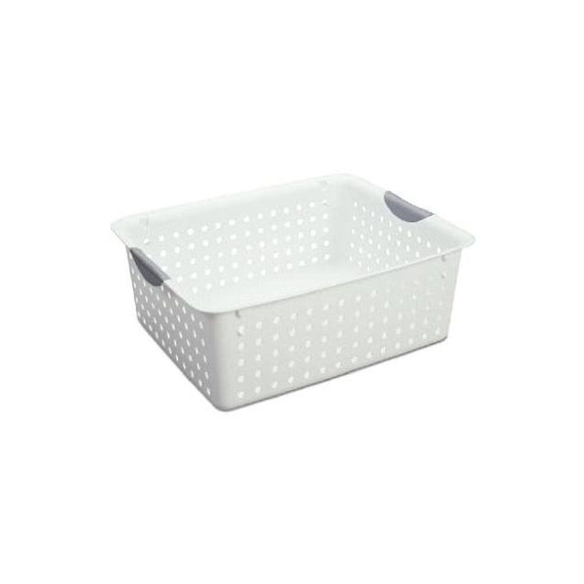 Sterilite Large White Ultra Basket with Gray Inserts in Handles