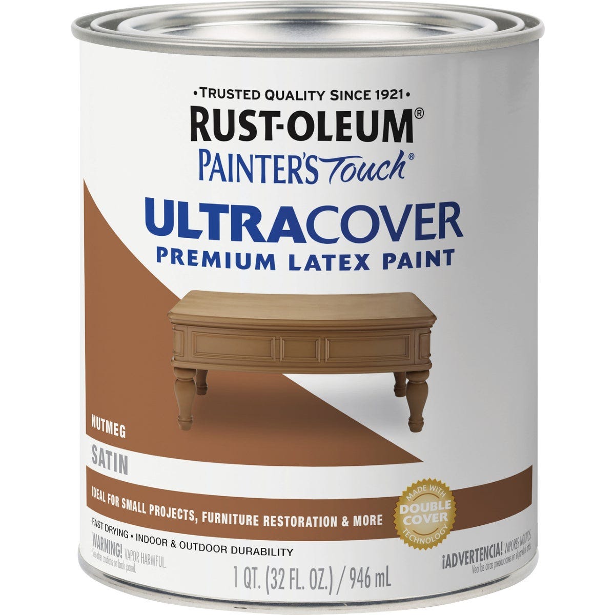 Rust-Oleum Painter's Touch 2X Ultra Cover Premium Latex Paint, Satin Nutmeg, 1 Qt. - photo 2