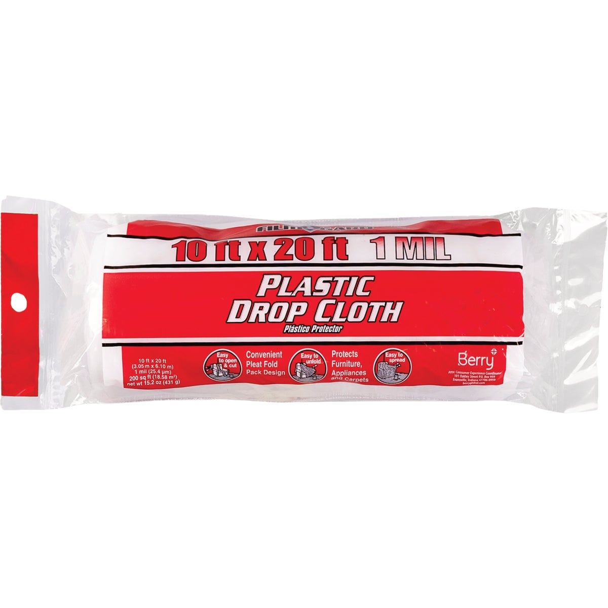 Film-Gard 10 Ft. x 20 Ft. Medium-Duty Plastic Drop Cloth Film-Gard 10 Ft. x 20 Ft. Medium-Duty Plastic Drop Cloth