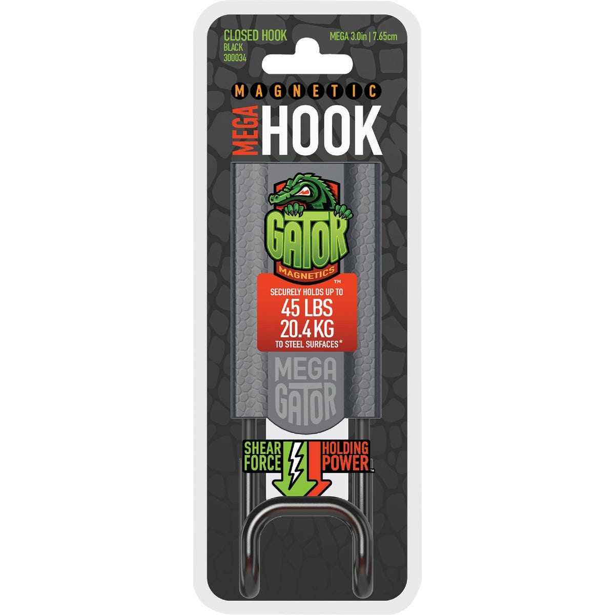 Gator Magnetics MEGA 3 In. Black Closed Magnetic Hook, 45 Lb. Capacity - photo 2