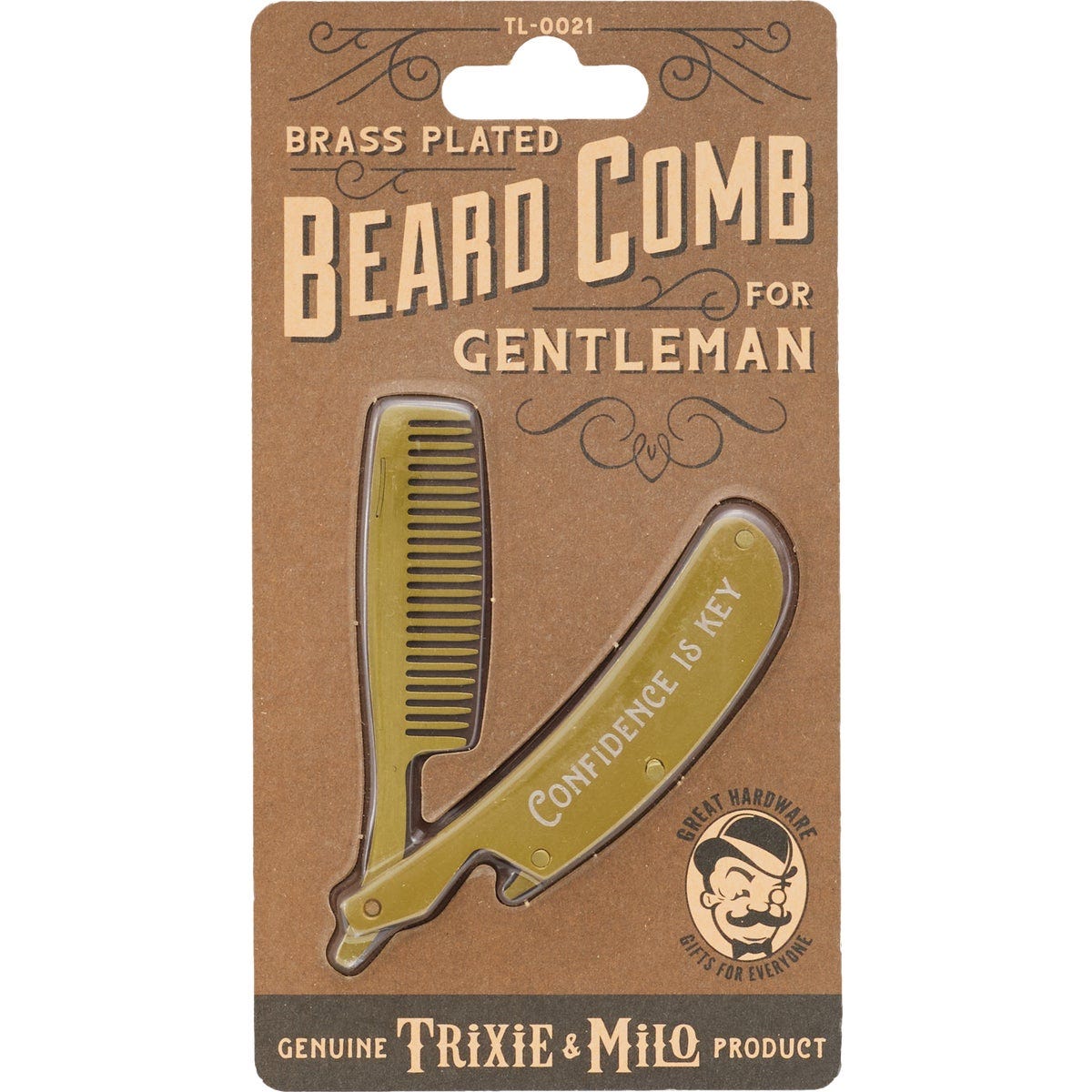 Lucky Jack Brass Plated Folding Beard Comb Lucky Jack Brass Plated Folding Beard Comb