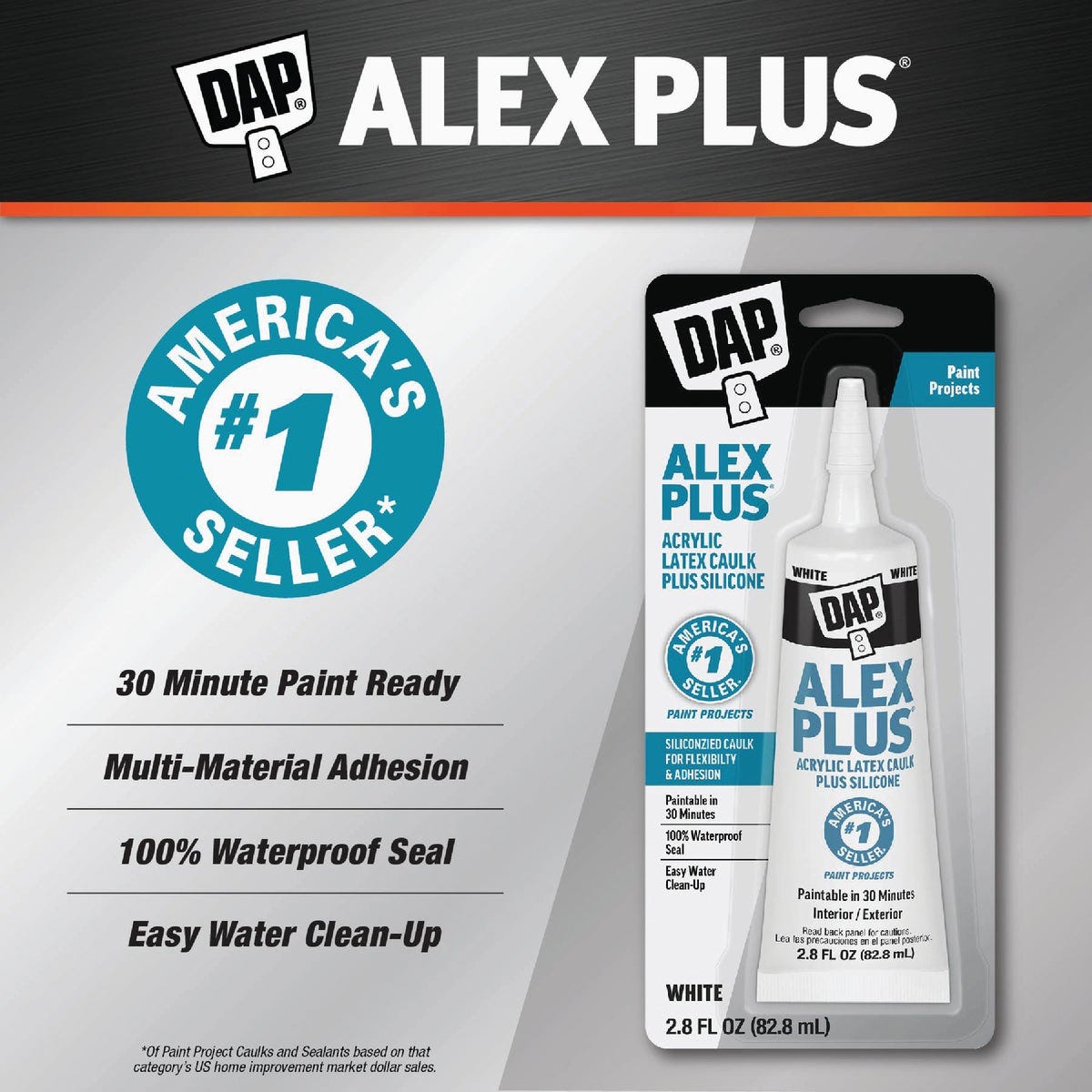 DAP Alex Plus 2.8 Oz. All-Purpose White Siliconized Acrylic Latex Caulk - photo 4 DAP Alex Plus 2.8 Oz. All-Purpose White Siliconized Acrylic Latex Caulk - photo 4