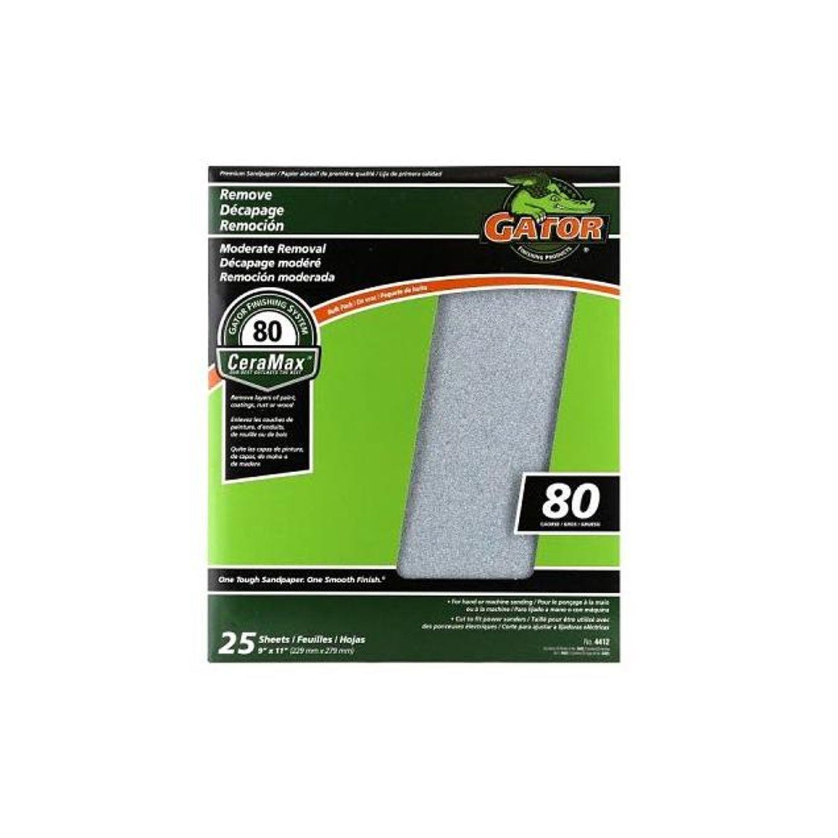 GatorGrit 9 In. x 11 In. Coarse 80-Grit Premium Ceramic Sandpaper (25-Pack)