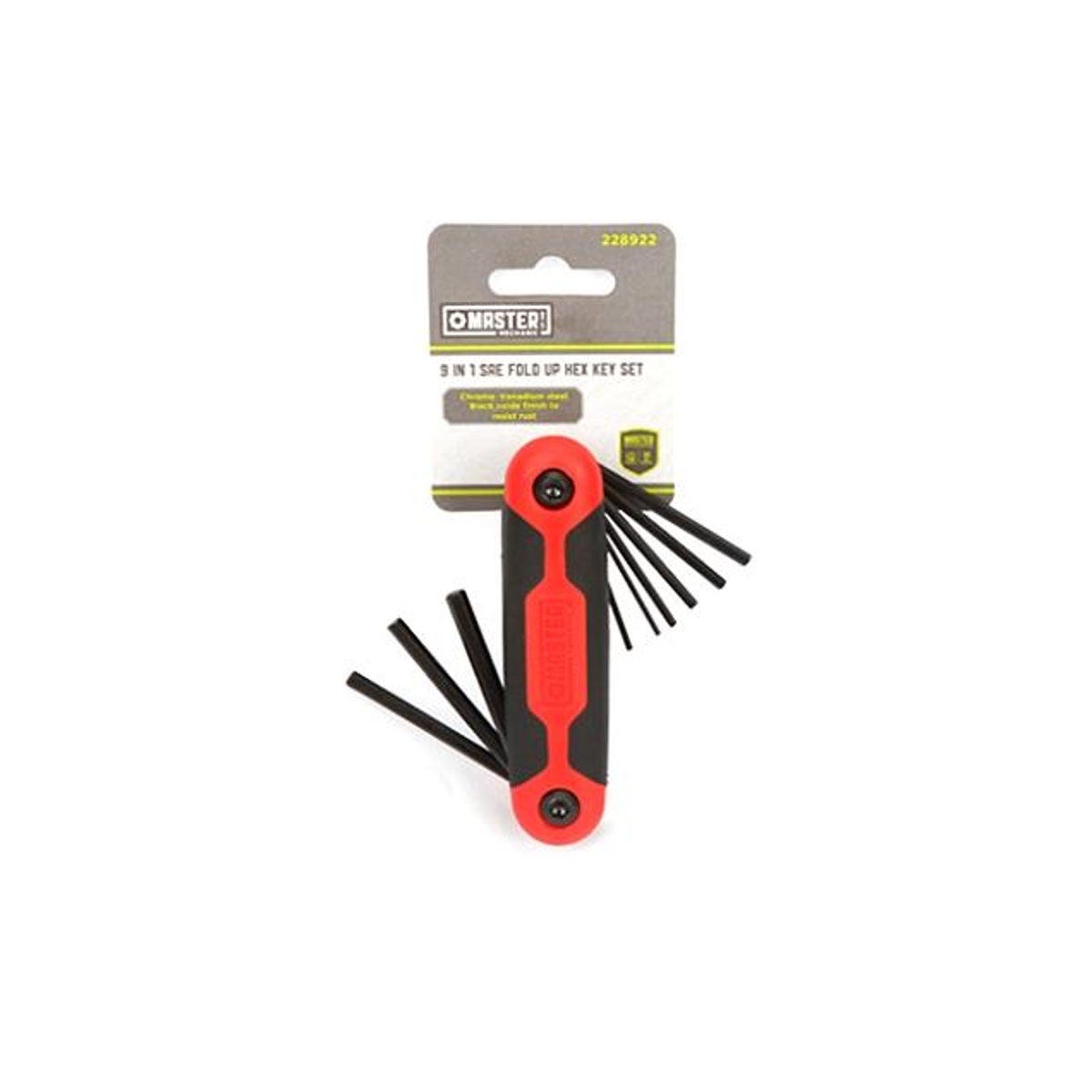 9-In-1 Small Plastic Fold-Up SAE Hex Key Set