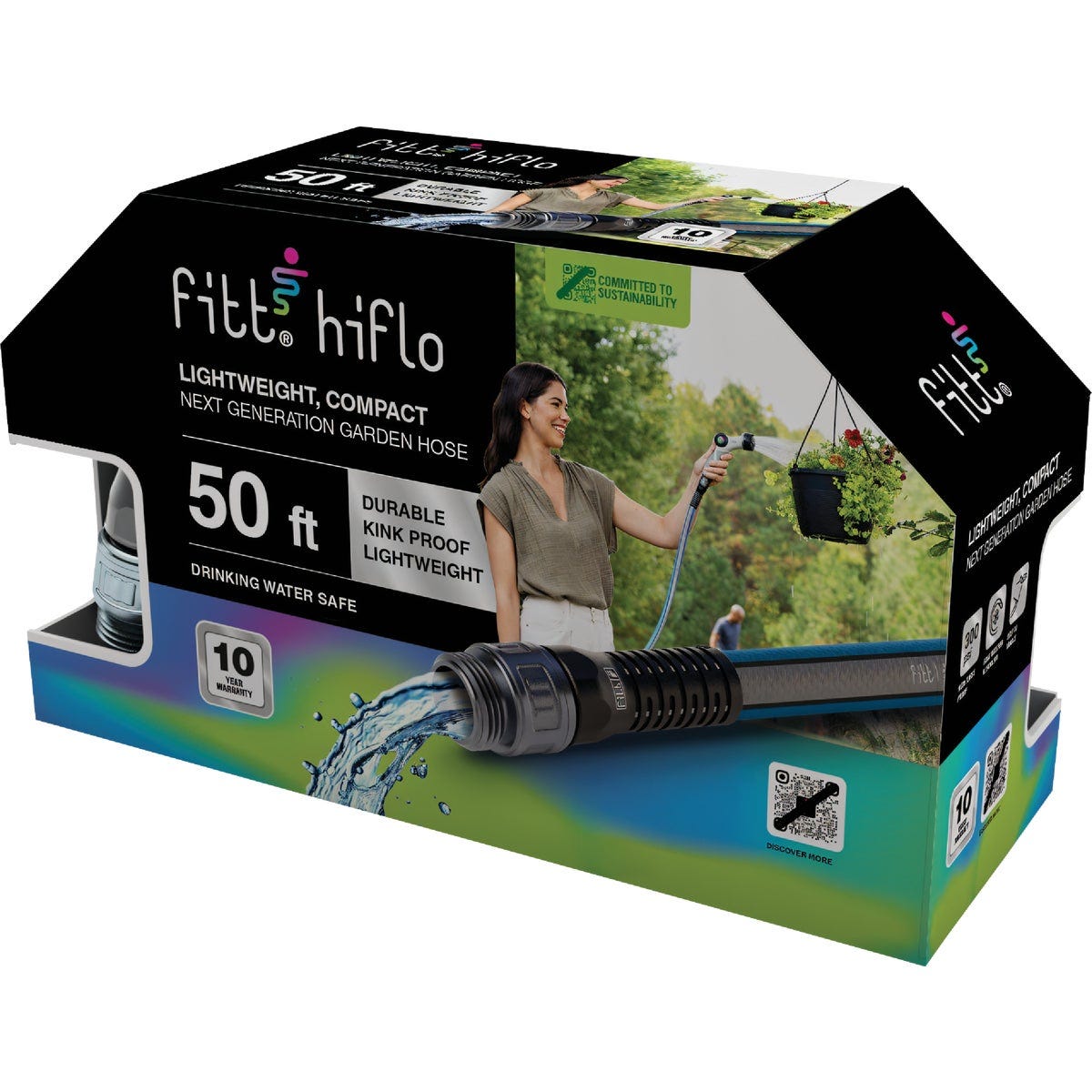 FITT HIFLO 1/2 In. x 50 Ft. Lightweight & Compact Garden Hose