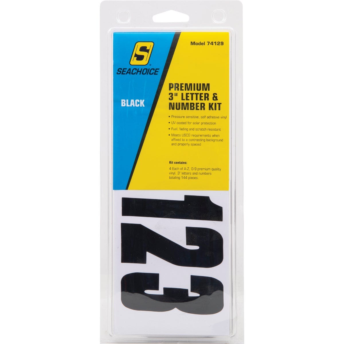 Seachoice 3-1/4 In. Black Solid Vinyl Letter & Number Kit