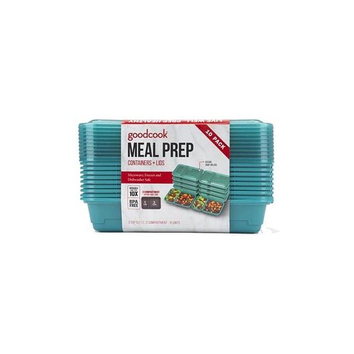 GoodCook Meal Prep Containers, Lunch, Blue, 10-Pack) GoodCook Meal Prep Containers, Lunch, Blue, 10-Pack)