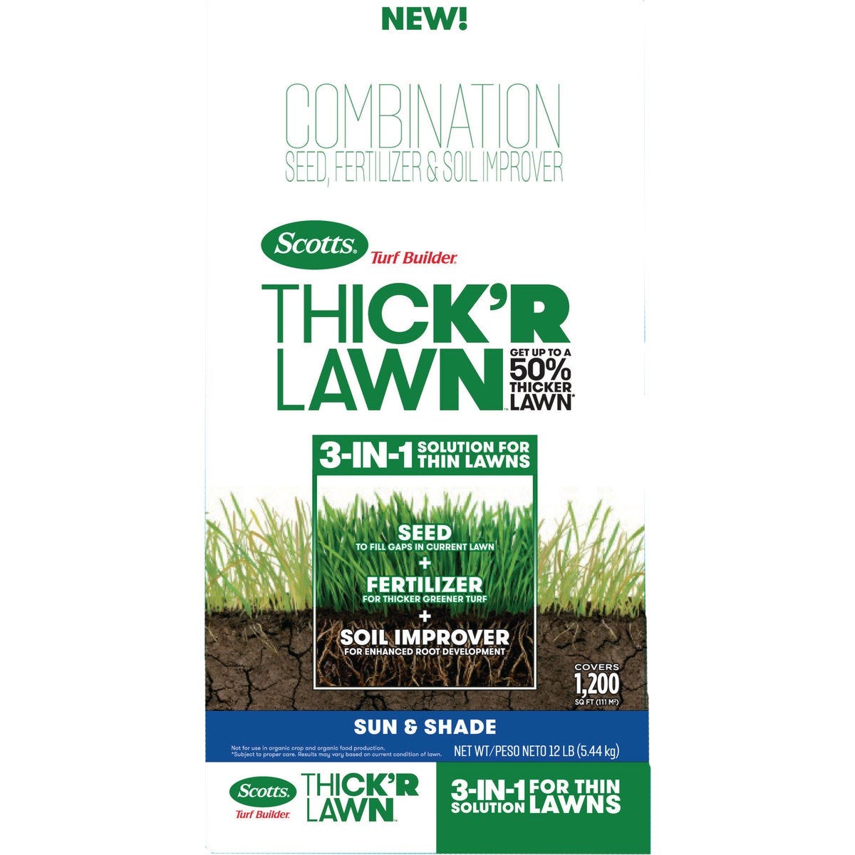 Turfing Tool Scotts Turf Builder Thick'R Lawn 12 Lb. Sun & Shade Grass Seed Mix | Do ...