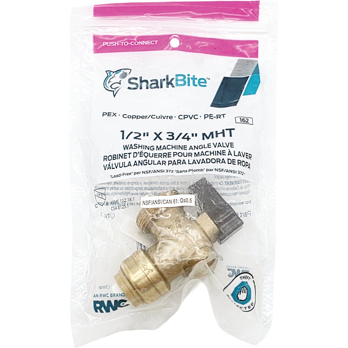 SharkBite 1/2 in. x 3/4 in. MHT Push-to-Connect Angle Washing Machine Valve - photo 2