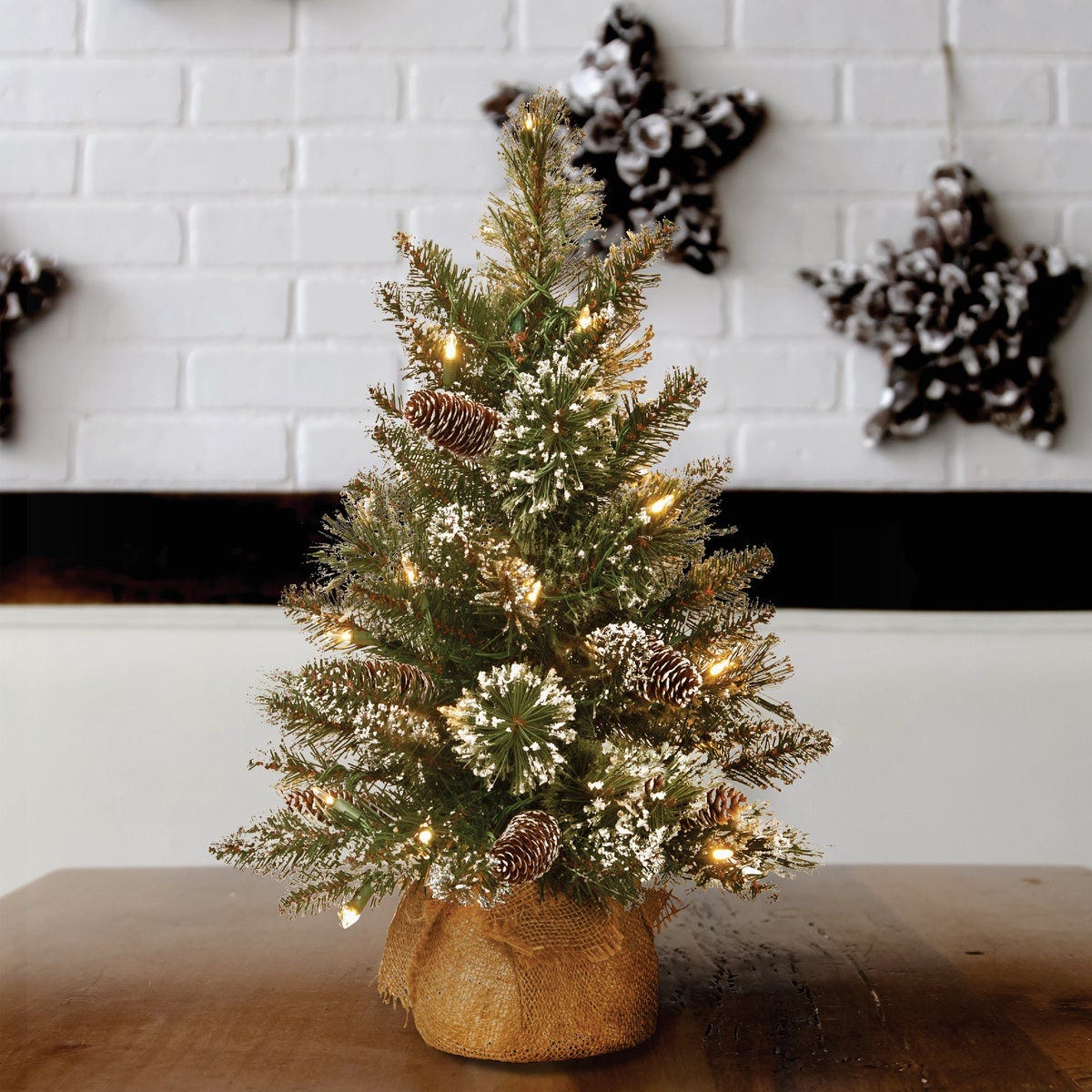 National Tree Company 2 Ft. Warm White LED Glittery Bristle Pine Burlap Tree - photo 2 National Tree Company 2 Ft. Warm White LED Glittery Bristle Pine Burlap Tree - photo 2
