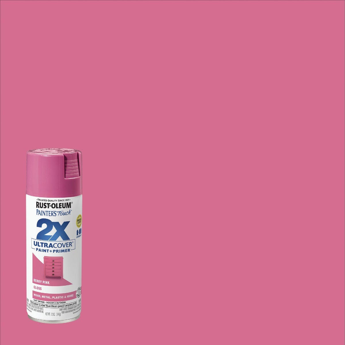 Rust-Oleum Painter's Touch 2X Ultra Cover 12 Oz. Gloss Paint + Primer Spray Paint, Berry Pink Rust-Oleum Painter's Touch 2X Ultra Cover 12 Oz. Gloss Paint + Primer Spray Paint, Berry Pink