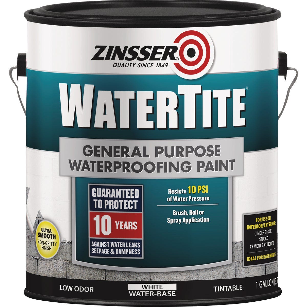 Zinsser WaterTite White General Purpose Waterproofing Paint, 1 Gal.