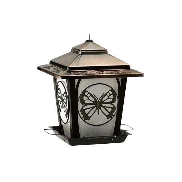 Audubon Metal 4 Lb. Hopper Style with Butterfly Accents Bird Feeder