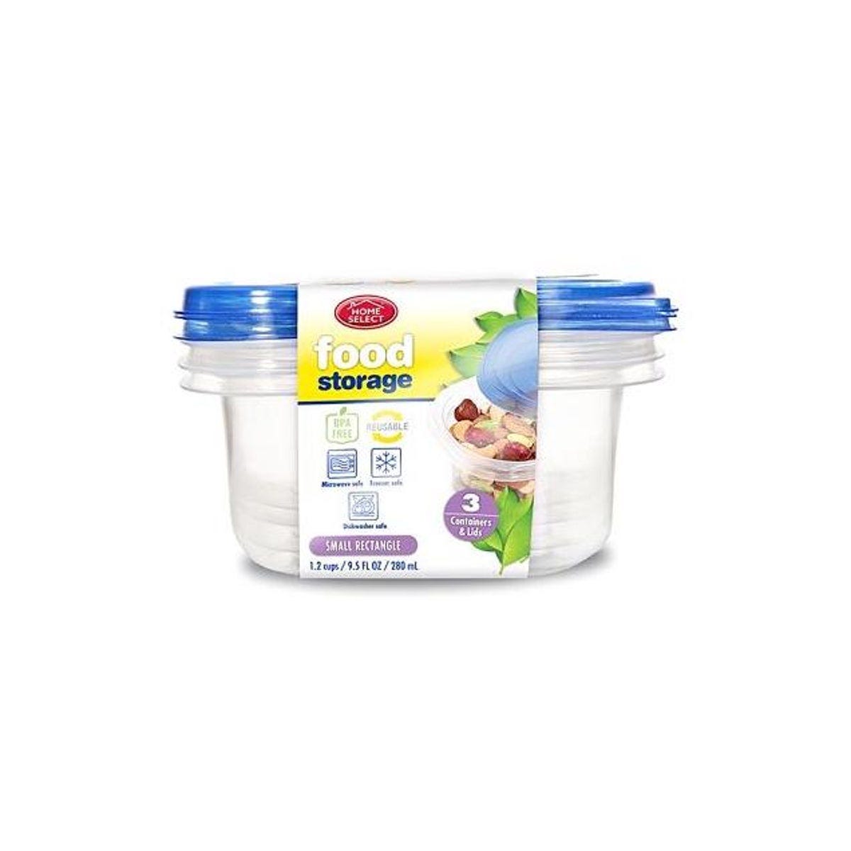 Home Select Food Storage Containers With Lids, 1.2-Cup, 3-Pack) Home Select Food Storage Containers With Lids, 1.2-Cup, 3-Pack)