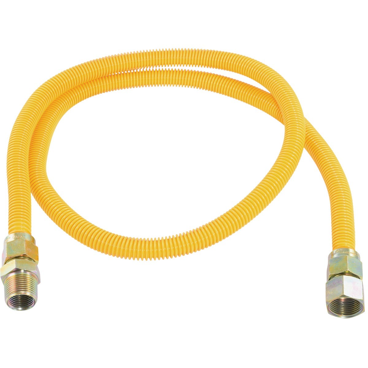Eastman 5/8 In. OD x 60 In. 3/4 In. FIP x 3/4 In. MIP (Tapped 1/2 In. FIP) Coated Stainless Steel Gas Connector Eastman 5/8 In. OD x 60 In. 3/4 In. FIP x 3/4 In. MIP (Tapped 1/2 In. FIP) Coated Stainless Steel Gas Connector
