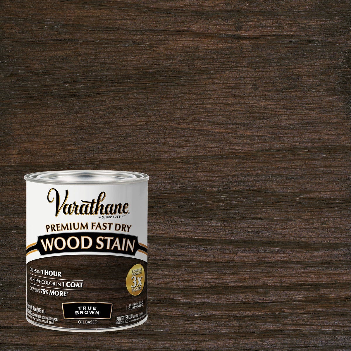 Varathane Fast Dry True Brown Urethane Modified Alkyd Interior Wood Stain, 1 Qt.