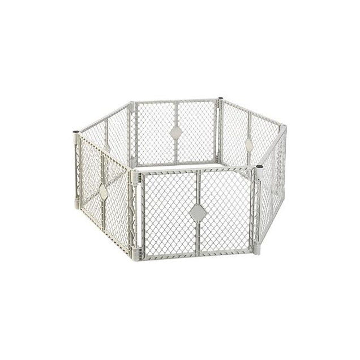 Superyard 18.5 Sq. Ft. x 26 In. 6-Panel Light Gray Plastic Portable Play Yard