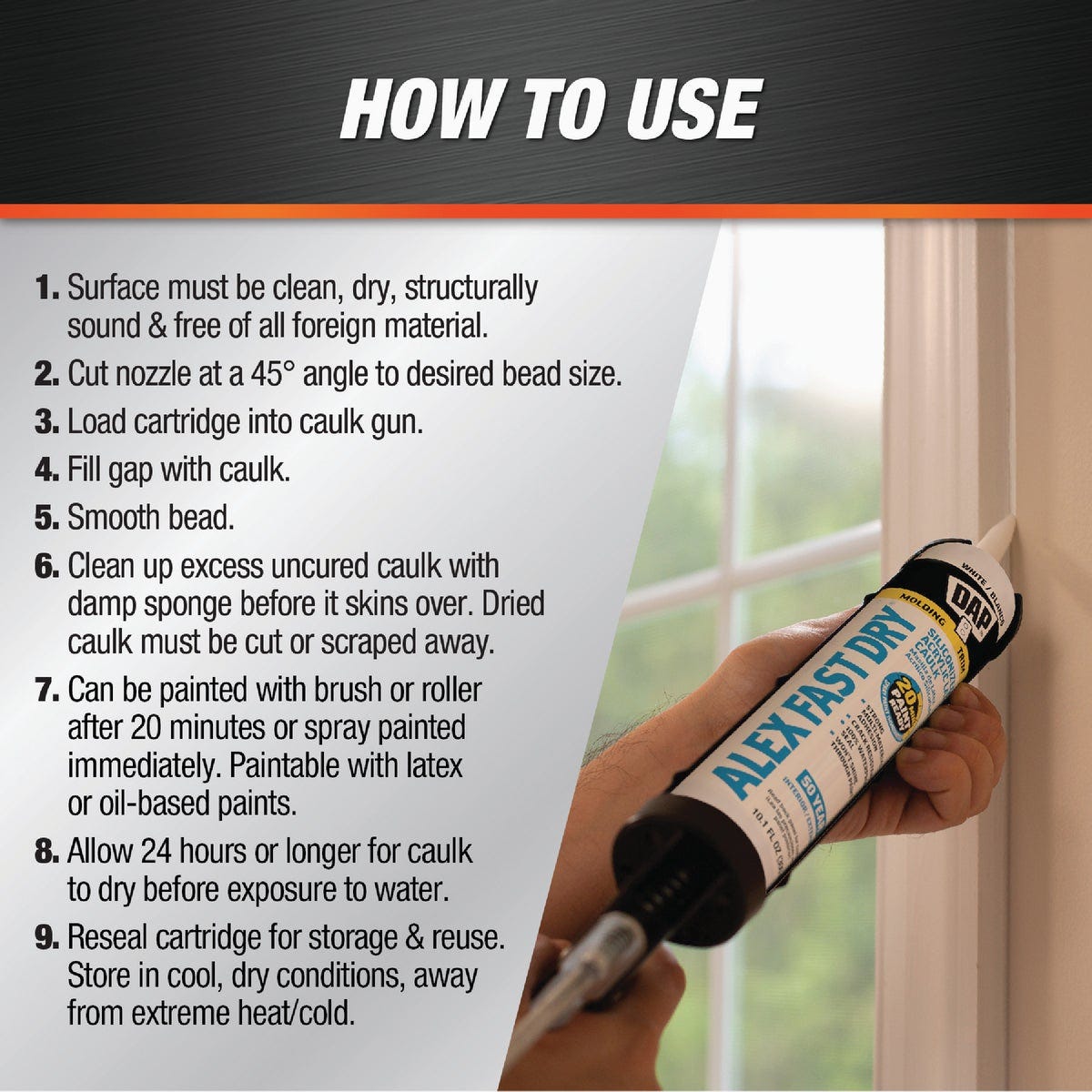 Dap Alex Fast Dry 10.1 Oz. White Siliconized Acrylic Latex Caulk - photo 3